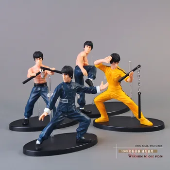 4stk/set Gratis Fragt Kung Fu Master Bruce Lee PVC-Action Figur Samling Legetøj OTFG073