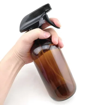 4stk Stor 16 Oz 500ml Tom Amber Glas Spray Flaske Containere w/ black trigger-spray til æteriske olier, aromaterapi rengøring