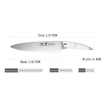 4stk/sæt Hvid Håndtere Knive Madlavning Værktøjer med Køkken Kokkens Kniv+Frugt Kniv+Knogle Kniv tysk Rustfrit Stål