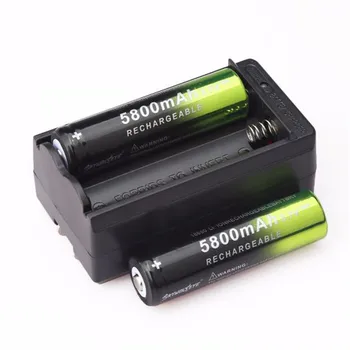 4X 5800mAh Li-ion 18650 3,7 V Genopladeligt Batteri + 2X Smart Oplader JULY25