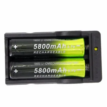 4X 5800mAh Li-ion 18650 3,7 V Genopladeligt Batteri + 2X Smart Oplader JULY25