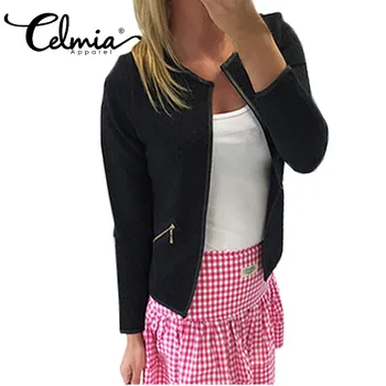 4XL Celmia 2018 Lange Ærmer Kvinder Smart Business OL Kontor habitjakke Feminino Outwear Efterår og Vinter Check på Kort Frakke Plus Størrelse