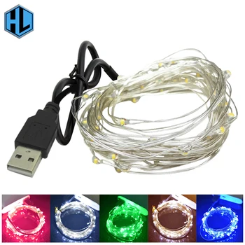 5/10M Strøm fra USB Garland LED String Lys Kobber Ledning Vandtæt RGB Fairy Lights Nye År Julepynt til Hjemmet