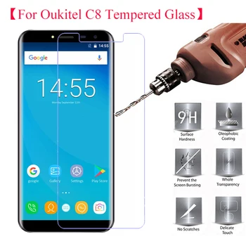 5.5 tommer For Oukitel C8 Hærdet Glas Oprindelige Præmie 9H 2.5 D Screen Protector Film Til Oukitel C8 Telefon Glas