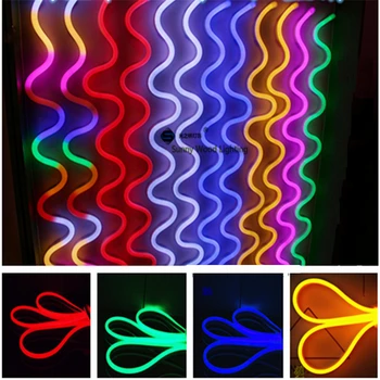 5 meter led neon flex rør ,12VDC input skilt led rør ,Mini dekoration neon rør med strømkablet og klip LNF-2010-12V