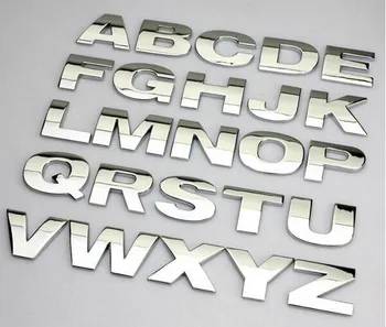 5 pc ' er/masse 3D Bil Metal Stickers Bogstaver bil Badge A til Z, 0 til 9 Numre 3 farver til option top kvalitet emblem bil styling