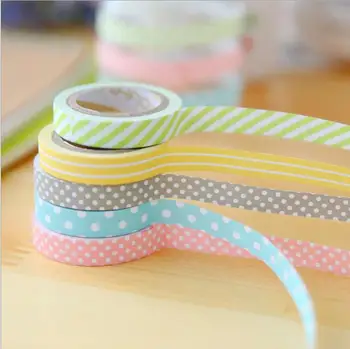 5 Ruller Candy Farve Rainbow Stribet Prikker Maskering Washi Tape Sæt Dekorative Tape-Etiket Maskering Mærkat Tape
