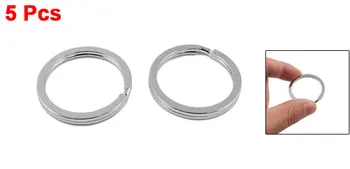 5 Stk Metal Sølv Tone, Diameter 35mm Split Ring Nøglering Nøglering