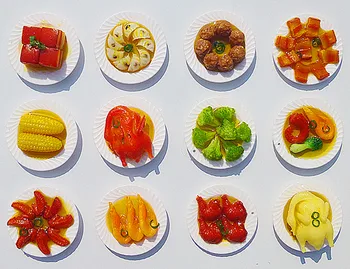 (5 stykker/masse)China Wind kreative søde tredimensionel simulering mad skål blød pvc køleskab magnet gratis fragt