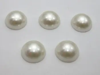 50 Elfenben Halvdelen Pearl Perle 18mm Fladskærms Tilbage Scrapbog Håndværk