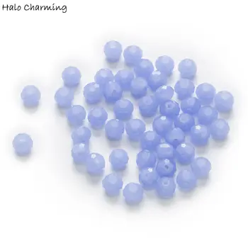 50 Stykke Lys Blå Krystal Glas Rondelle Facetsleben Kvarts Perler DIY Smykker Resultater 4-8mm
