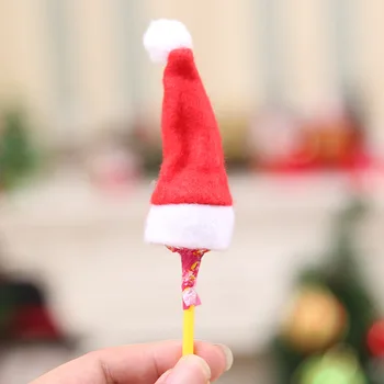 50 Stykker Nye Mini Søde Santa Claus Hatte Jul Slik Slikkepinde Lille Hat Drikke Flaske Indretning enfeites de natal Jul
