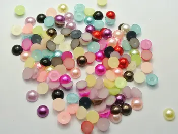 500 Blandet Farve Halv Pearl Perle 8mm Fladskærms Tilbage Runde Perler Scrapbog Håndværk