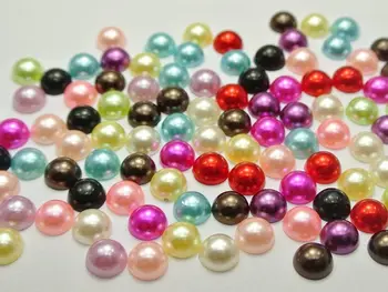 500 Blandet Farve Halv Pearl Perle 8mm Fladskærms Tilbage Runde Perler Scrapbog Håndværk