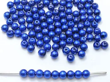 500 Stk 6mm Plast Imiteret Perle Runde Perler Navy Blå, Imiteret Perle