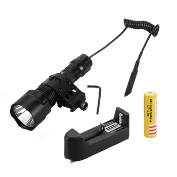 5000Lm XML T6 LED-Lys Brænder Taktisk Lommelygte Pistol/Riffel Picatinny Weaver Mount til Jagt-lanterne+18650 Batteri+Oplader