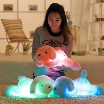 50cm 80cm Dog PlushToy Søde Lys Hvalp Pude Blinkende LED-Lys-Toy, der Gløder I Mørke Kids Legetøj Gave til Børn