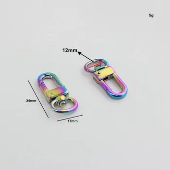 50stk 12mm NYE Rainbow udløse snap krog metal drejelig spænde hummer kløer drejelige kroge hardware krog lås