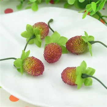 50stk Billige Falske Frugt Glas Jordbær Jul Røde Kirsebær Støvdrager Mini Bær Kunstig Blomst Pearlized Bryllup Dekoration