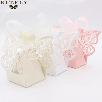50stk Candy Box Bryllup Gave Pose papir Butterfly Dekorationer til Bryllup, baby shower, fødselsdag Gæster, der Favoriserer Begivenhed festartikler