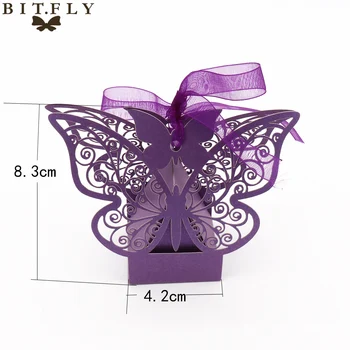 50stk Candy Box Bryllup Gave Pose papir Butterfly Dekorationer til Bryllup, baby shower, fødselsdag Gæster, der Favoriserer Begivenhed festartikler