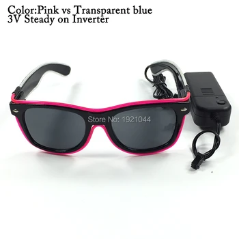 50stk Engros billige Fashion EL wire Neon lysende dobbelt farve Solbriller med mørke linse Konstant Blinkende Driver