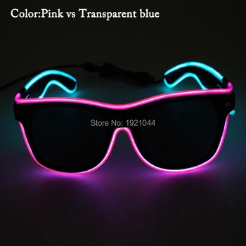 50stk Engros billige Fashion EL wire Neon lysende dobbelt farve Solbriller med mørke linse Konstant Blinkende Driver