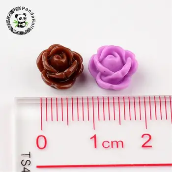 50stk Farverige Steg Blomst Uigennemsigtig Resin Perler til smykkefremstilling DIY 9x7mm, Hul: 1mm