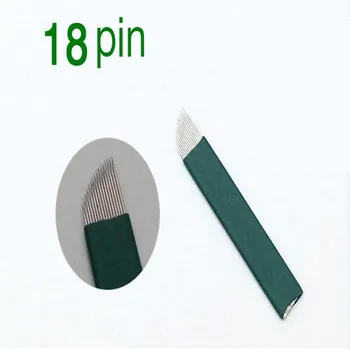 50STK Grøn 18 Pin-Permanent Makeup Øjenbryn Tatovering Blade Microblading blå Nåle Til Manuel Tatoveringer Pen Maskine
