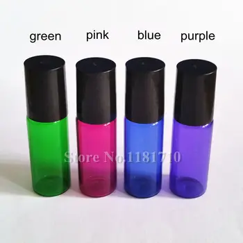 50stk/lot 1 ml 2 ml 3ml 5ml 10m Parfume Roll på Glas og Flaske med Glas/Metal Ball Roller Æterisk Olie Hætteglas Pink/Blå/Grøn