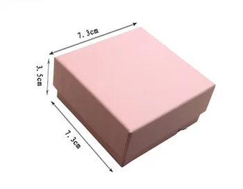 50stk/masse 7.3*7.3*3.5 cm Hvid Pink Box Til Smykker Halskæde Vedhæng Gave Emballage Kasser Ring Øreringe Carring Tilfælde