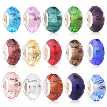 50STK/Masse Europæiske Krystal Glas Multi-Facetteret Stort Hul Perler Charms Til Mode Pandora Smykker at Gøre DIY Armbånd Halskæde