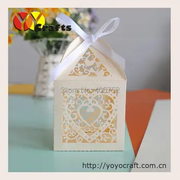 50stk/masse Romantiske hjerte form laser slik wedding favor box engros