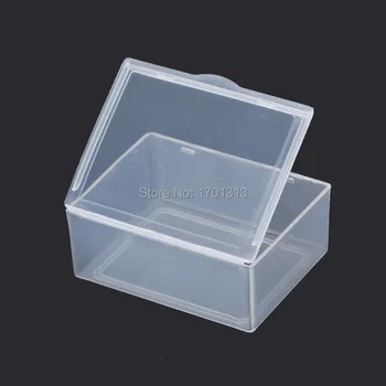 50stk/masse Små rektangulære kasse Gennemsigtig plastik boks Opbevaring Samlinger Container Box Tilfældet for skruer, mønter 5.5*4.3*2.2 cm