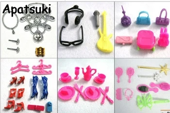 50stk/set Dukke Tilbehør Til Barbie Dukkehus Børn Toy Mix-Style (Halskæde Briller headbag Sko Kam Guitar Tilfælde Håndtaske)