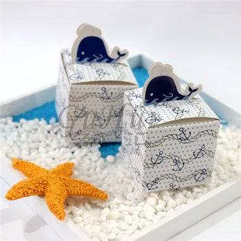 50stk/set Personlighed maritimt tema part candy box dolphin hval båd baby fødselsdag gaveæske baby brusebad fordel barnedåb
