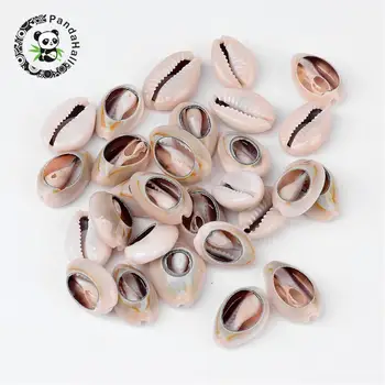 50stk Spiral Shell Perler til gør det selv Smykker at Gøre Farvet Cowrie Skaller, Muslingeskal, Størrelse: ca 18~20mm lang,13~14mm bred,6~8mm tyk
