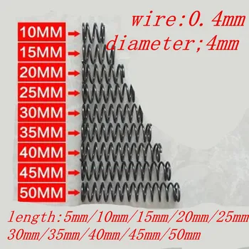 50stk wire 0,4 mm OD=4mm længde 5mm til 50mm Lille plet fjeder wire micro spring fjeder pres foråret