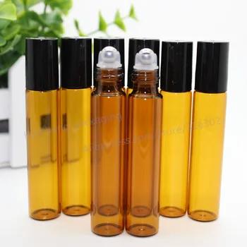 50stk x 10 ml amber rulle rulle flasker essentielle olier roll-on genopfyldning deodorant, parfume flaske containere