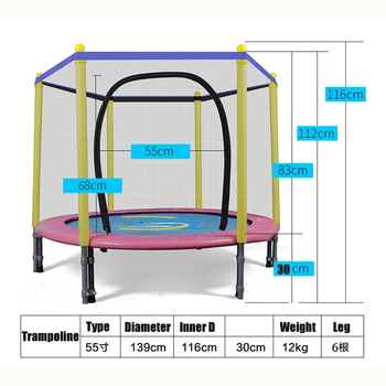 55 Tommer Runde Kids Mini-Trampolin Kabinet Netto-Pad Trampolin Udendørs Motion