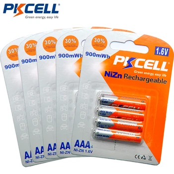 5card/20Pcs PKCELL Ni-Zn 1,6 V 900mWh AAA Batterier, Genopladelige Batteri