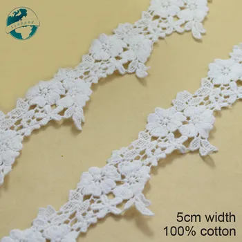 5cm hvid Bomuld embroid blonder syning ribbon lace lace afrikanske blonde stof trim få plastmaterialet til at strikke DIY Beklædningsgenstand Tilbehør #3266