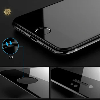 5D Buet Kant Screen Protector til iPhone 8 Plus Fuld Dækning 9H Hårdt Glas til iPhone 6 6S 7 Plus Hærdet Glas Beskyttende Film