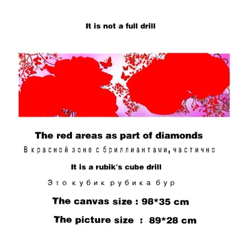 5D Diy Diamant Maleri Cross Stitch Lyserøde Roser Diamant Broderi Rubiks Terning Diamant Tegning Diamant Mosaik størrelsen 89*28cm