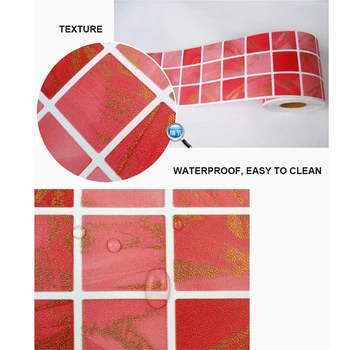 5M Moderne Badeværelse Dekorative Klistermærker, DIY Køkken Vinyl Talje selvklæbende Tapet Grænser Vandtæt PVC Wall Sticker