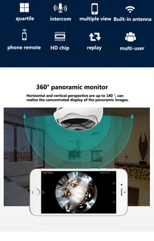 5MP XM 360 degre panoramaudsigt, Wireless Panorama Kamera WiFi Netværk Fiskeøje-Sikkerhed, IP-Kamera Indbygget MIKROFON