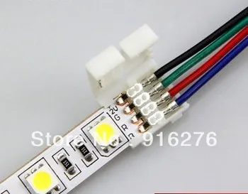 5PC 4 pin 10mm RGB led Stik Adapter med dobbelt solderless Klip wire Kabel
