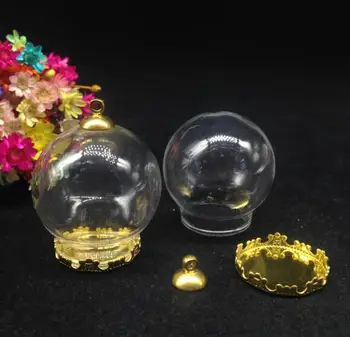 5pcs 30*20mm glas globe boble blomst skuffe cap sæt DIY hætteglasset halskæde glas flaske kuppel cover glas charms gaver