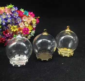 5pcs 30*20mm glas globe boble blomst skuffe cap sæt DIY hætteglasset halskæde glas flaske kuppel cover glas charms gaver