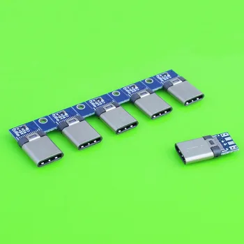 5pcs DIY 24pin USB 3.1 Type C USB-C Mandlige Stik SMT-type Med PC